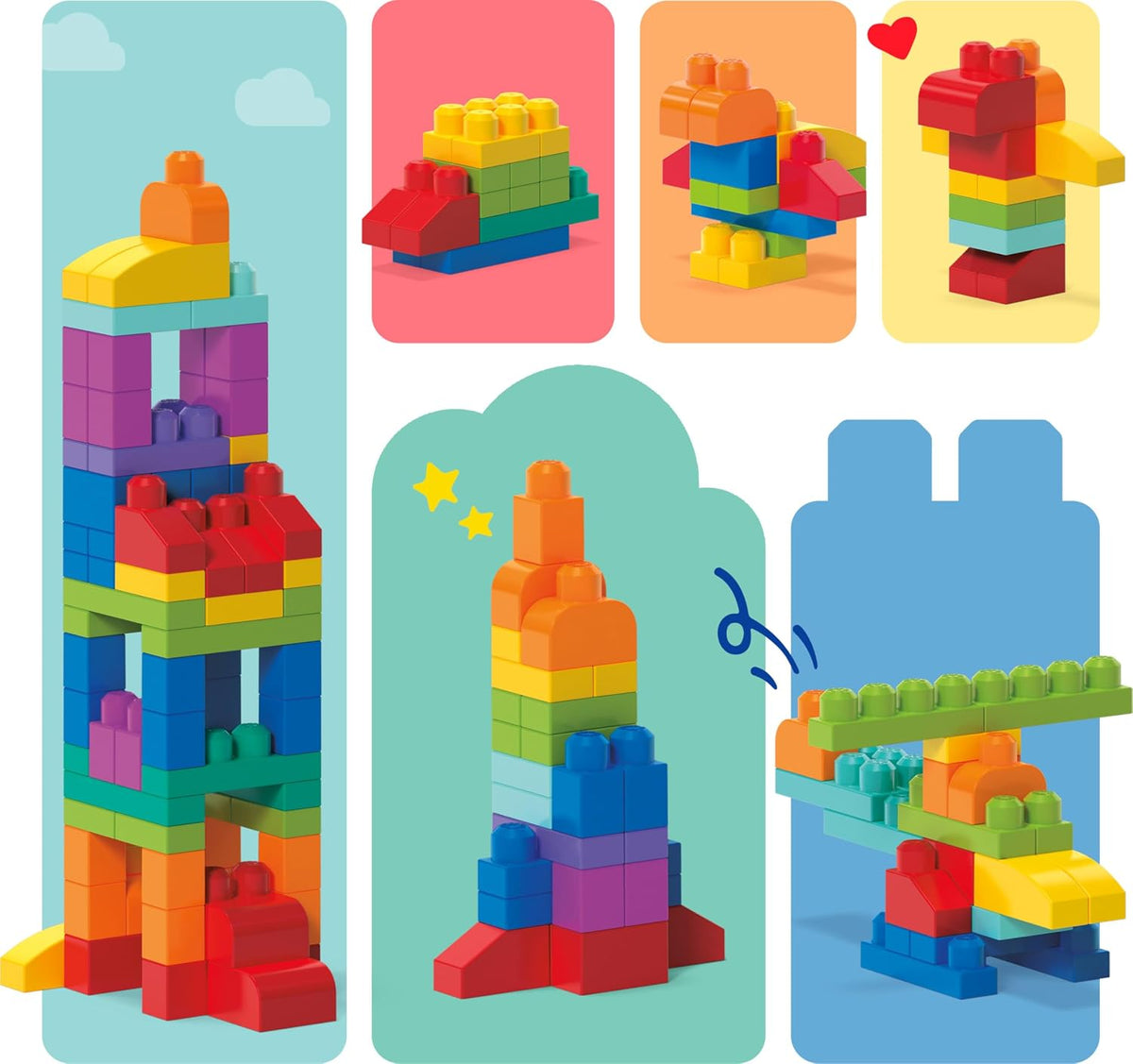 MEGA BLOKS First Builders Big Building Bag Toddler Blocks Toy Blue