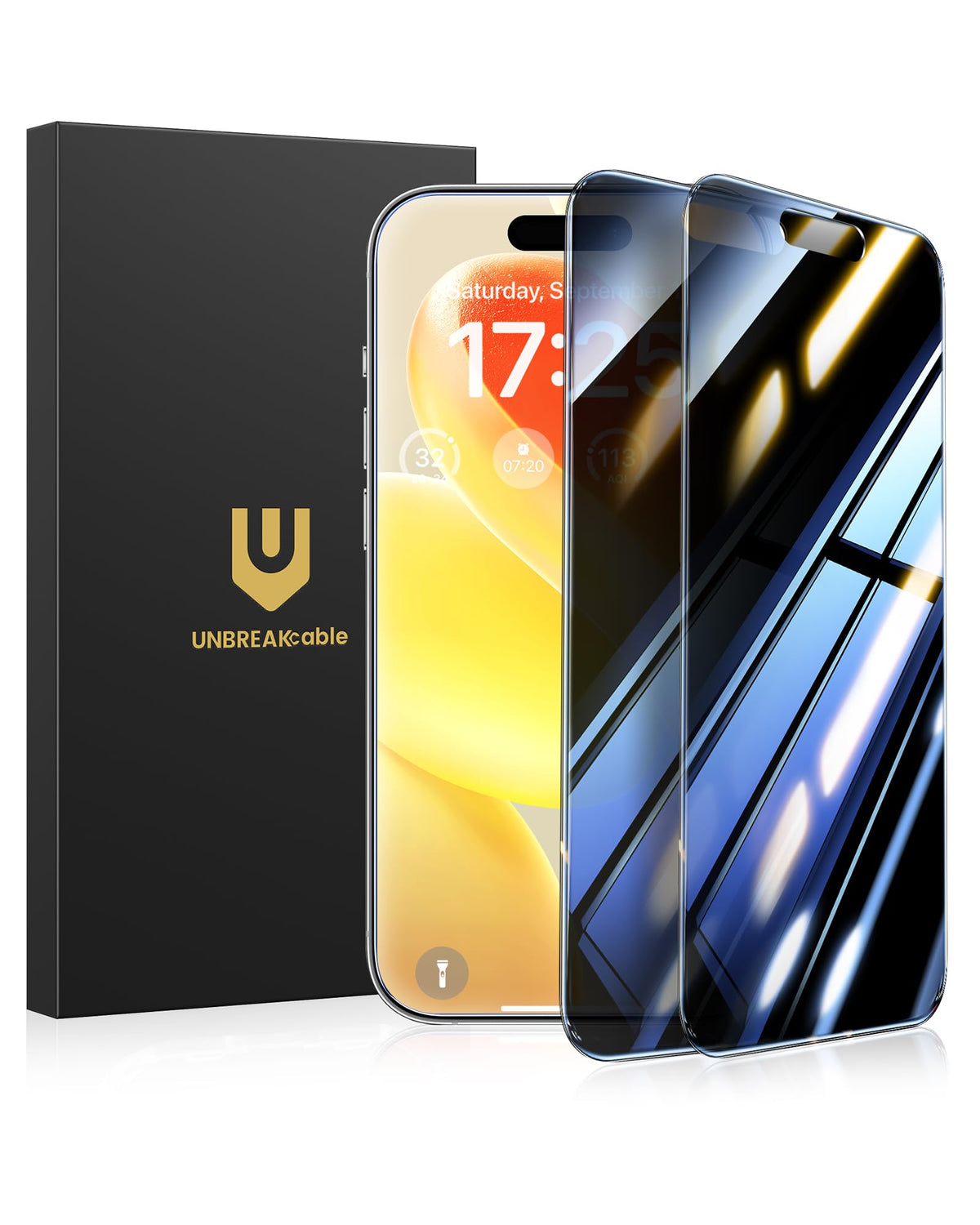 UNBREAKcable Privacy Screen Protector for iPhone 17 Pro Max, 2-Pack