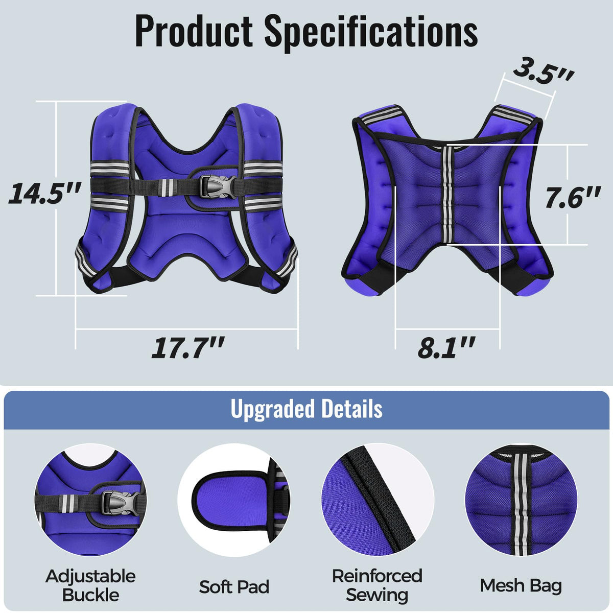 Zeerun Weighted Vest, 6/8/10/12/15/18/20/24/30LB for Men Women