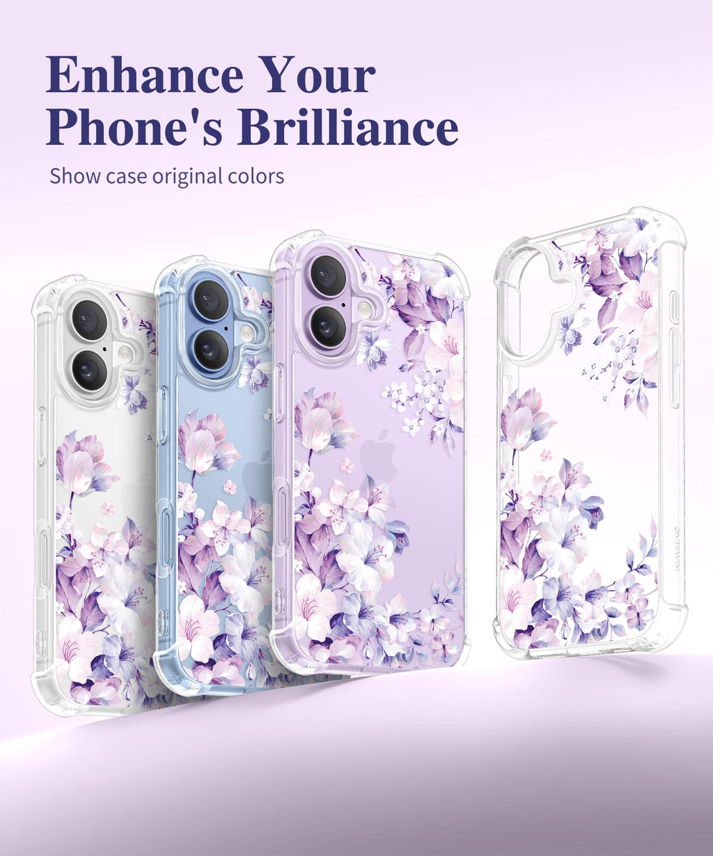 GVIEWIN for iPhone 18 Pro Max Case/17 Pro Max Case Floral Clear Slim Women