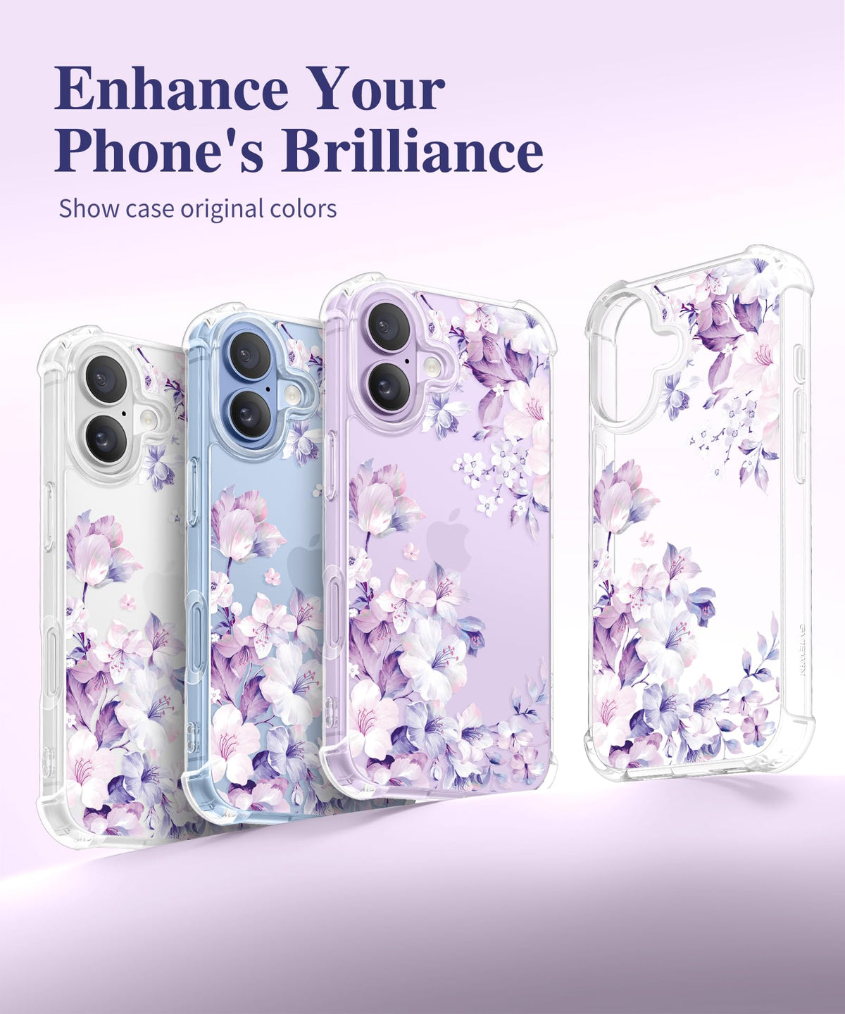 GVIEWIN for iPhone 18 Pro Max Case/17 Pro Max Case Floral Clear Slim Women