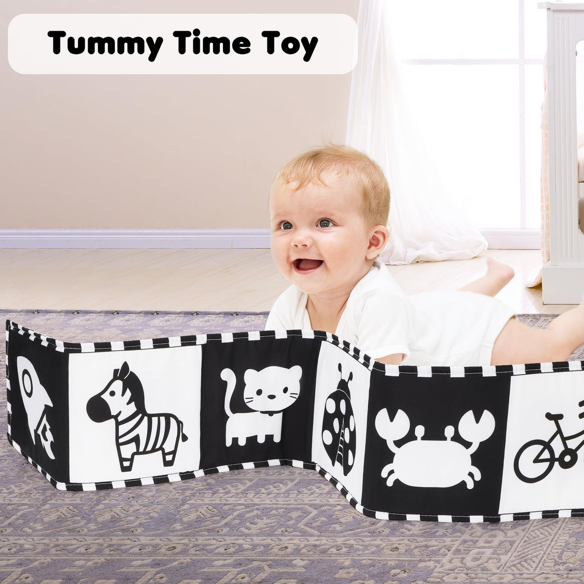 URMYWO Black and White Baby Toy, Tummy Time High Contrast Newborn Toys