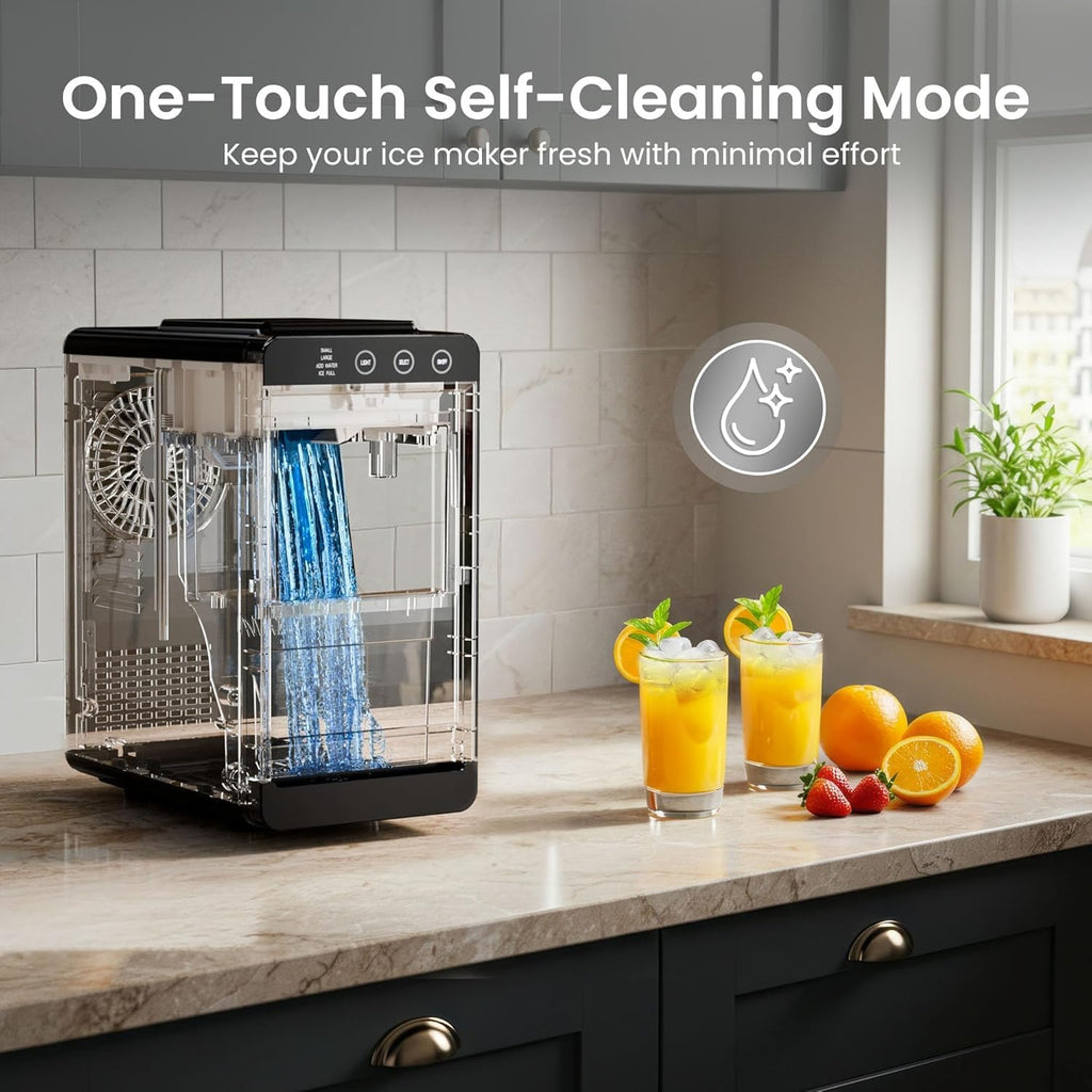 Kismile Portable Countertop Ice Maker, 26lbs/Day, Self-Cleaning, Black