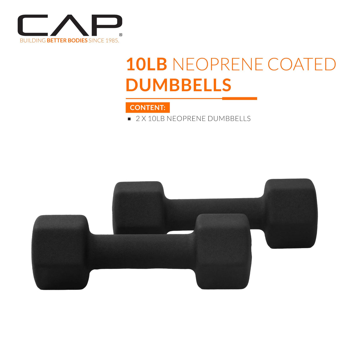 CAP Neoprene Dumbbell Pairs & Sets, Non-Slip Grip, Hex Design