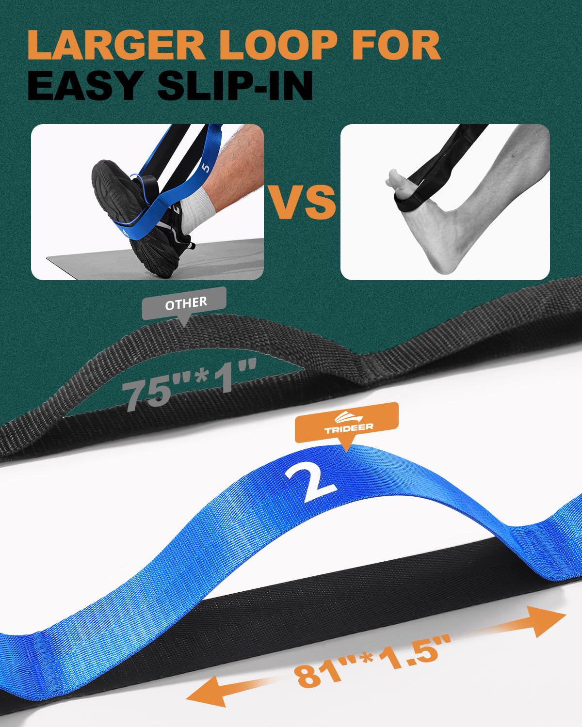 Trideer Stretching Strap with Loops, Yoga Strap, Stretch Bands for Exercise