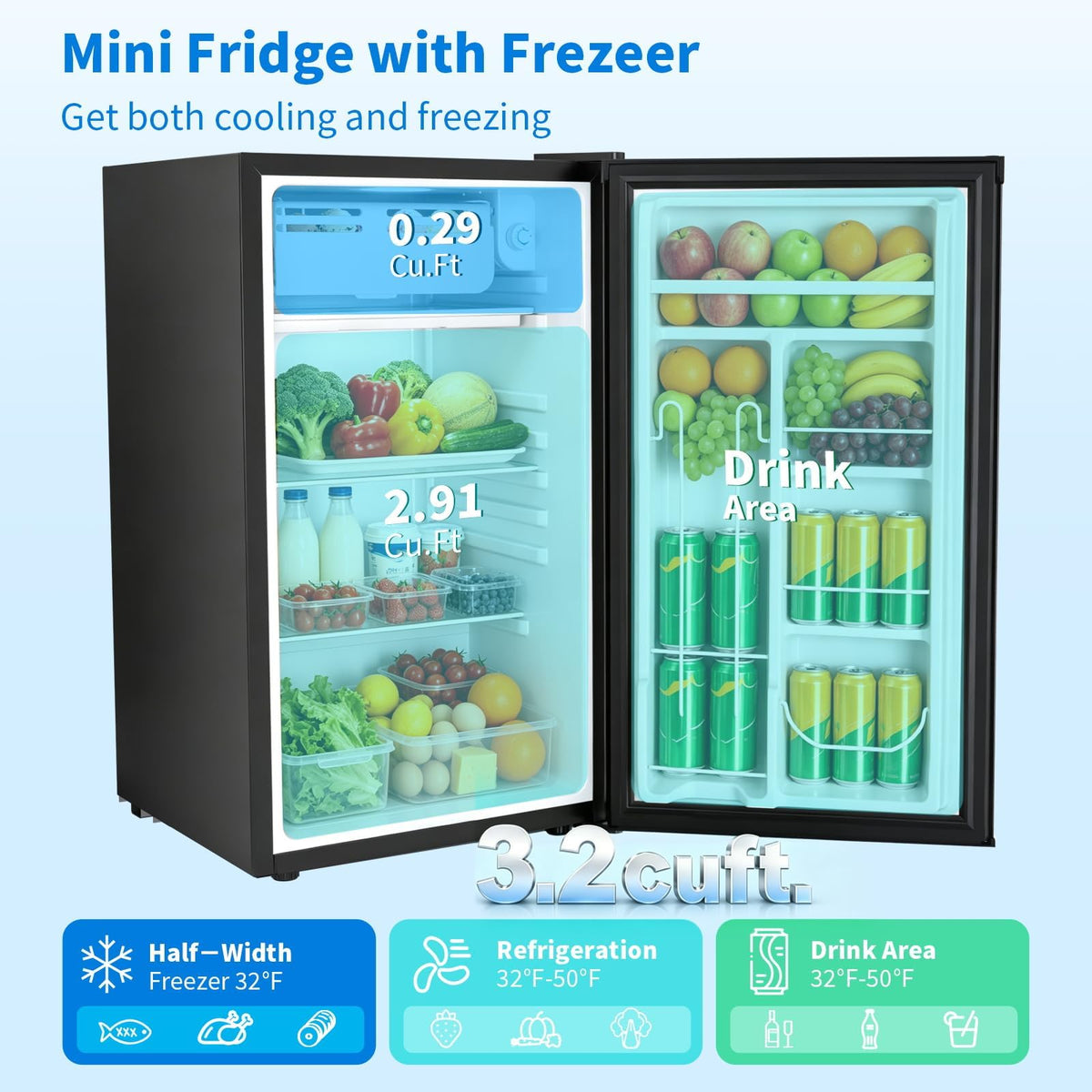 Kismile 1.1 Cu.ft Upright Mini Freezer for Dorms Apartment, Stainless Steel