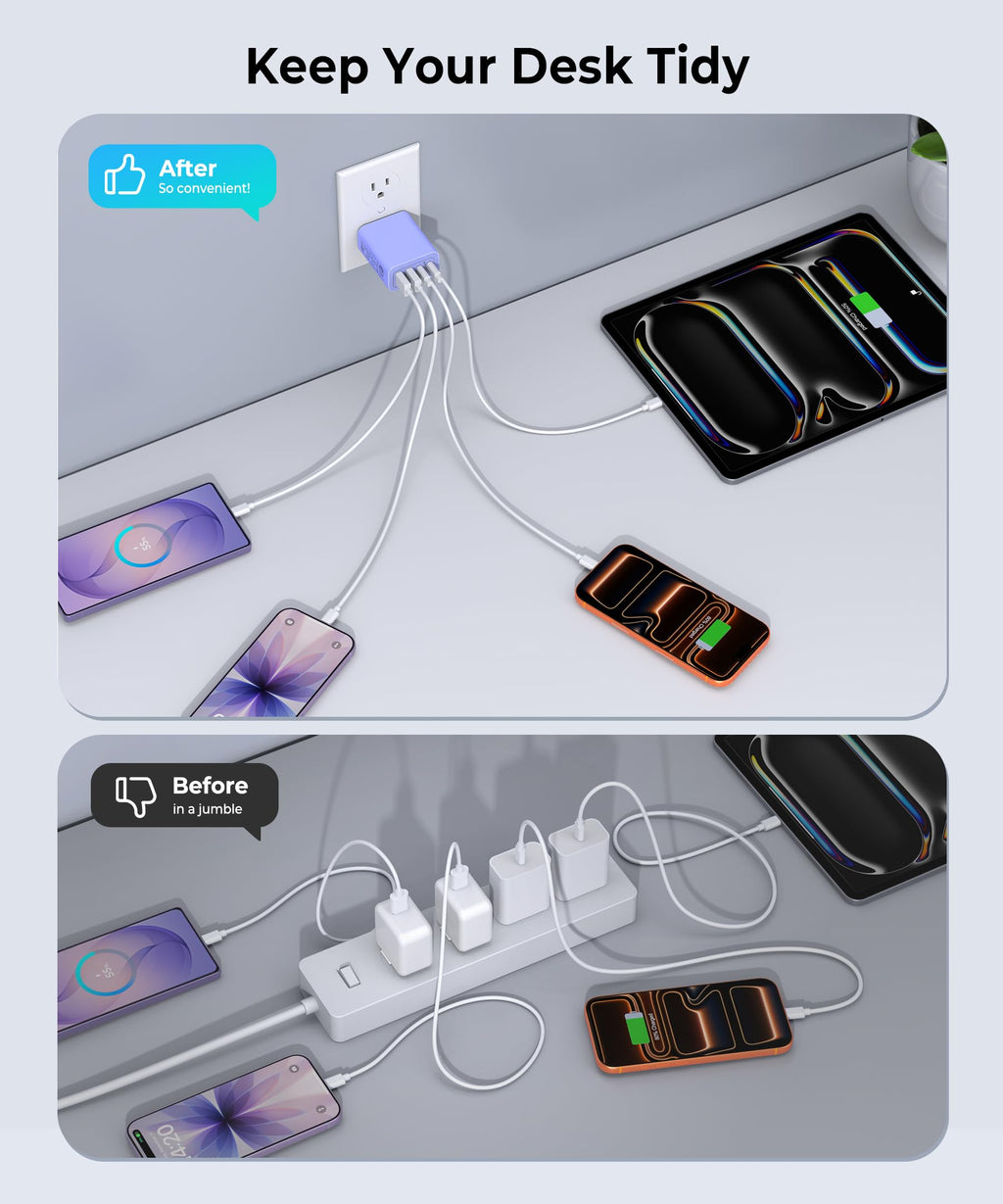 [2-Pack] USB C Wall Charger, 40W Type C Charger Fast Charging Blocks