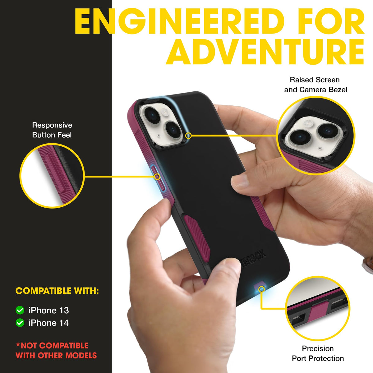 OtterBox iPhone 14, 13 – Commuter Series Slim Case - Pink