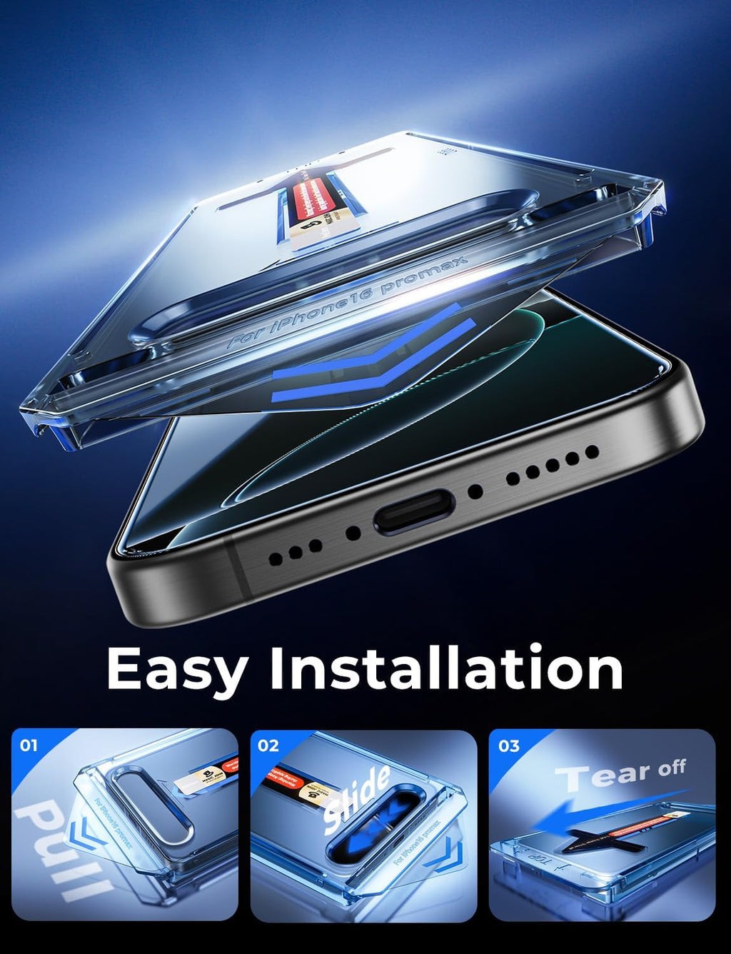 MAGIC JOHN 2 Pack for iPhone 16 Pro Max Tempered Glass Screen Protector