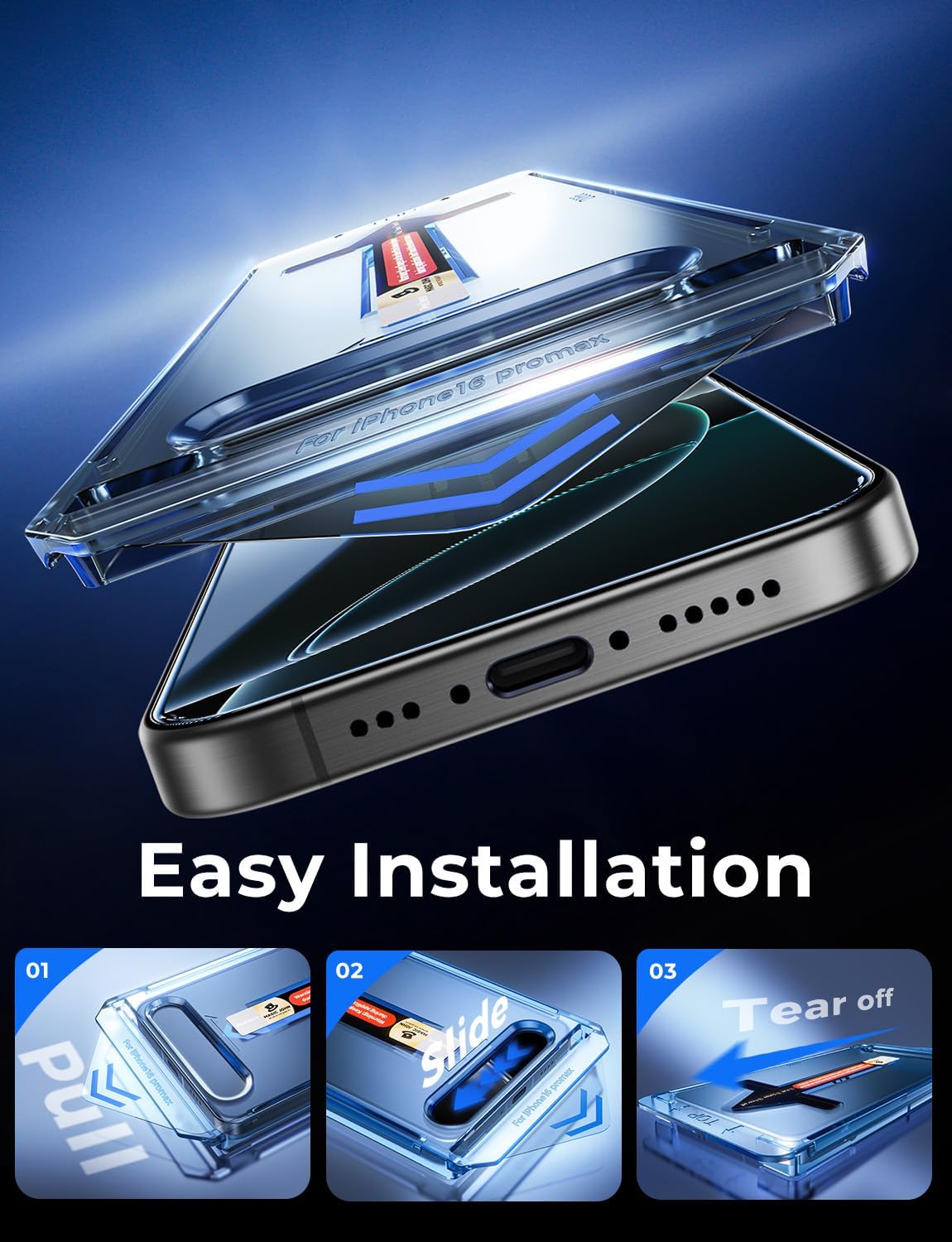 MAGIC JOHN 2 Pack for iPhone 16 Pro Max Tempered Glass Screen Protector