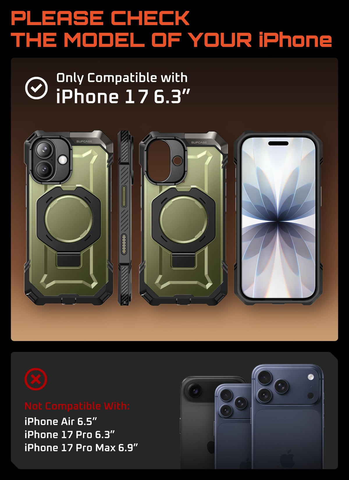 SUPCASE for iPhone 18 Pro Max Case/ 17 Pro Max Case with Stand, Black