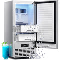 Kismile 80 lbs/Day Under Counter Nugget Ice Maker, Dual Ice Baskets, Silver