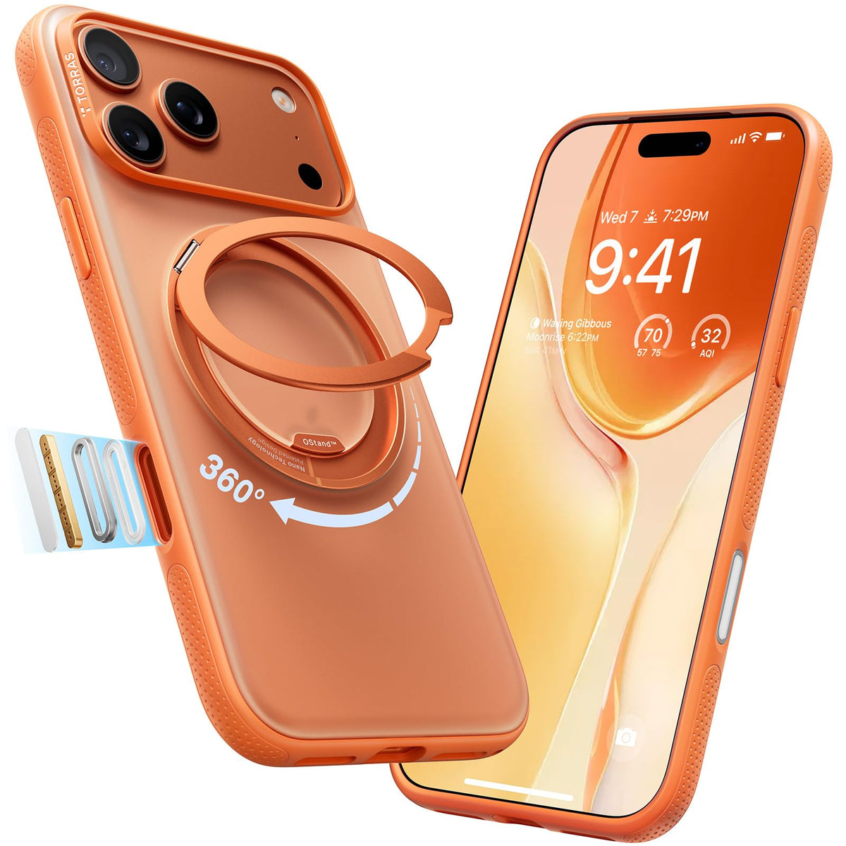 TORRAS 360 Magnetic Stand for iPhone 17 Pro Max Case, Clear