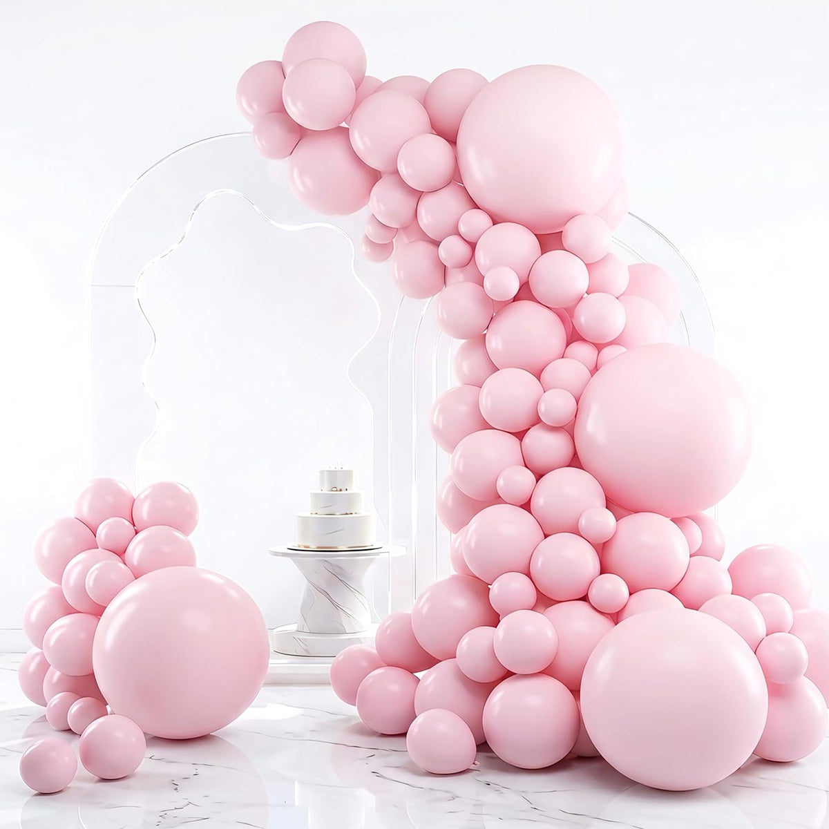 RUBFAC Pink Balloons Pastel Pink Balloon Arch Kit Different Sizes 129pcs