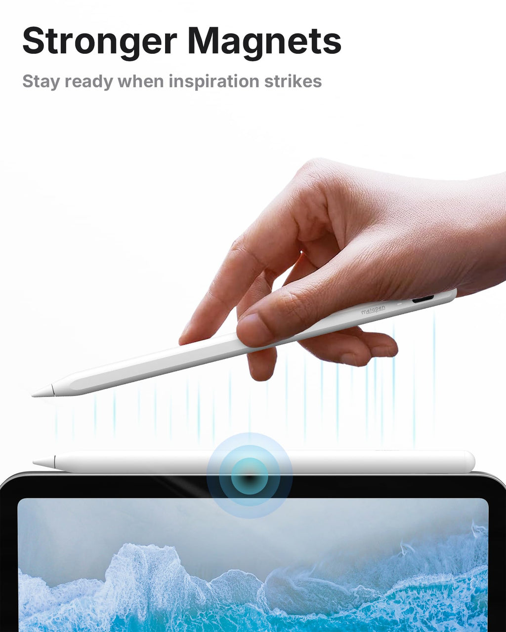 Metapen A8 Stylus Pen for iPad 2018-2026,Magnetic Attach & Palm Rejection