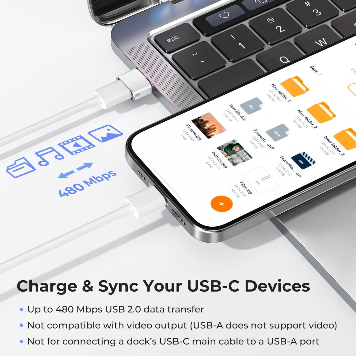 Basesailor USB C Female to USBA Male Adapter,Type C Charger Cable Connector