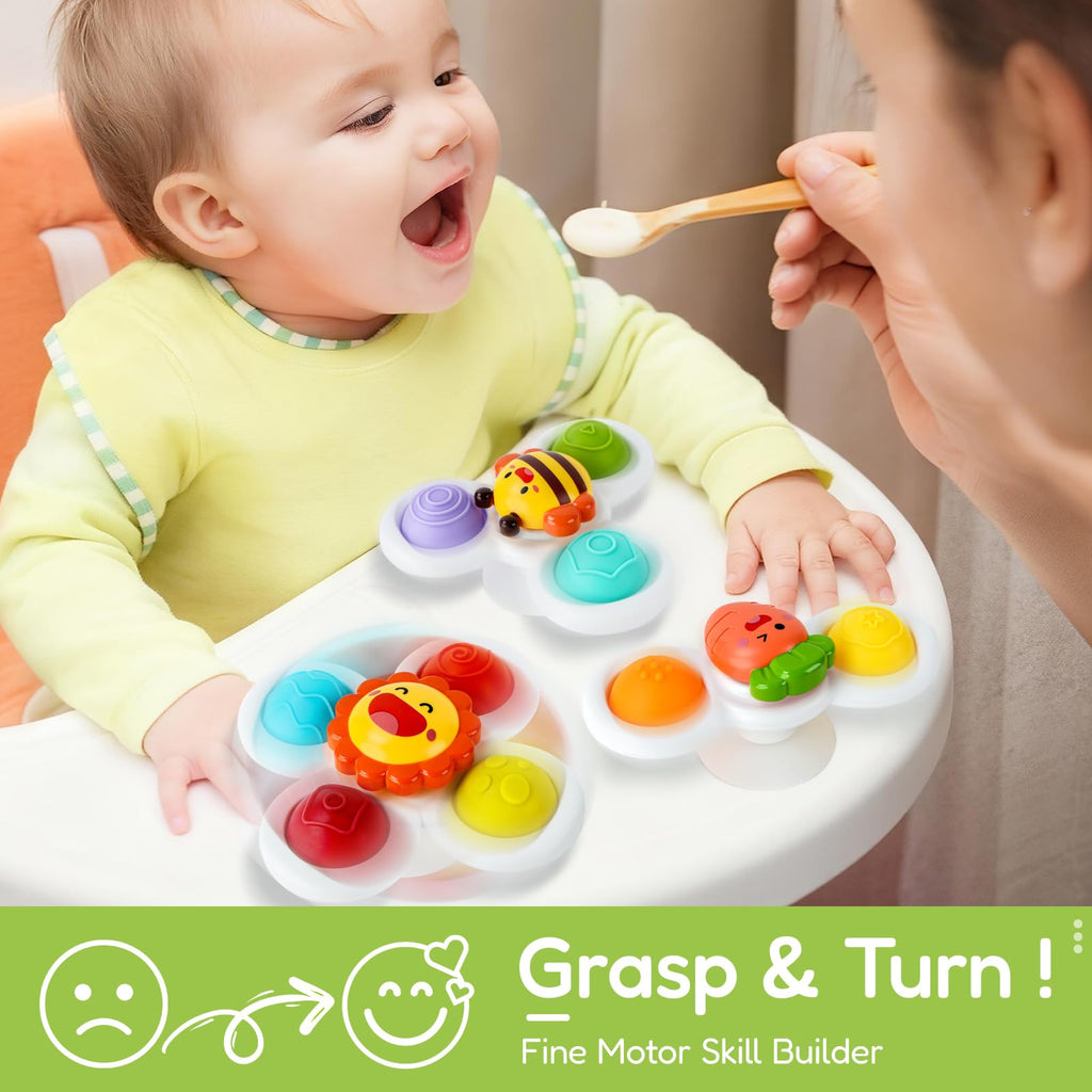 ALASOU Pop Suction Cup Spinner Airplane Travel Toys for 1 Year Old Boy Girl