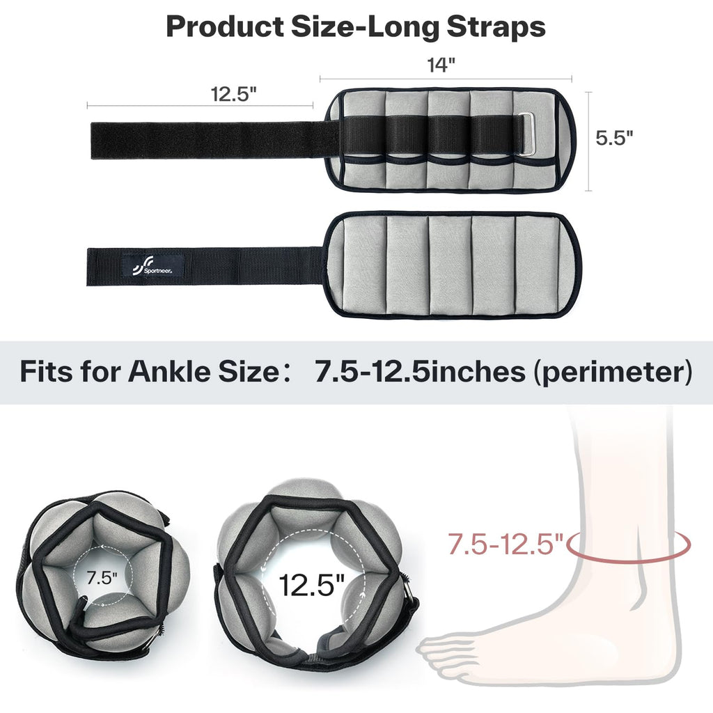 Sportneer Adjustable Ankle Weights, 2-10 lb per Pair, Removable Weights
