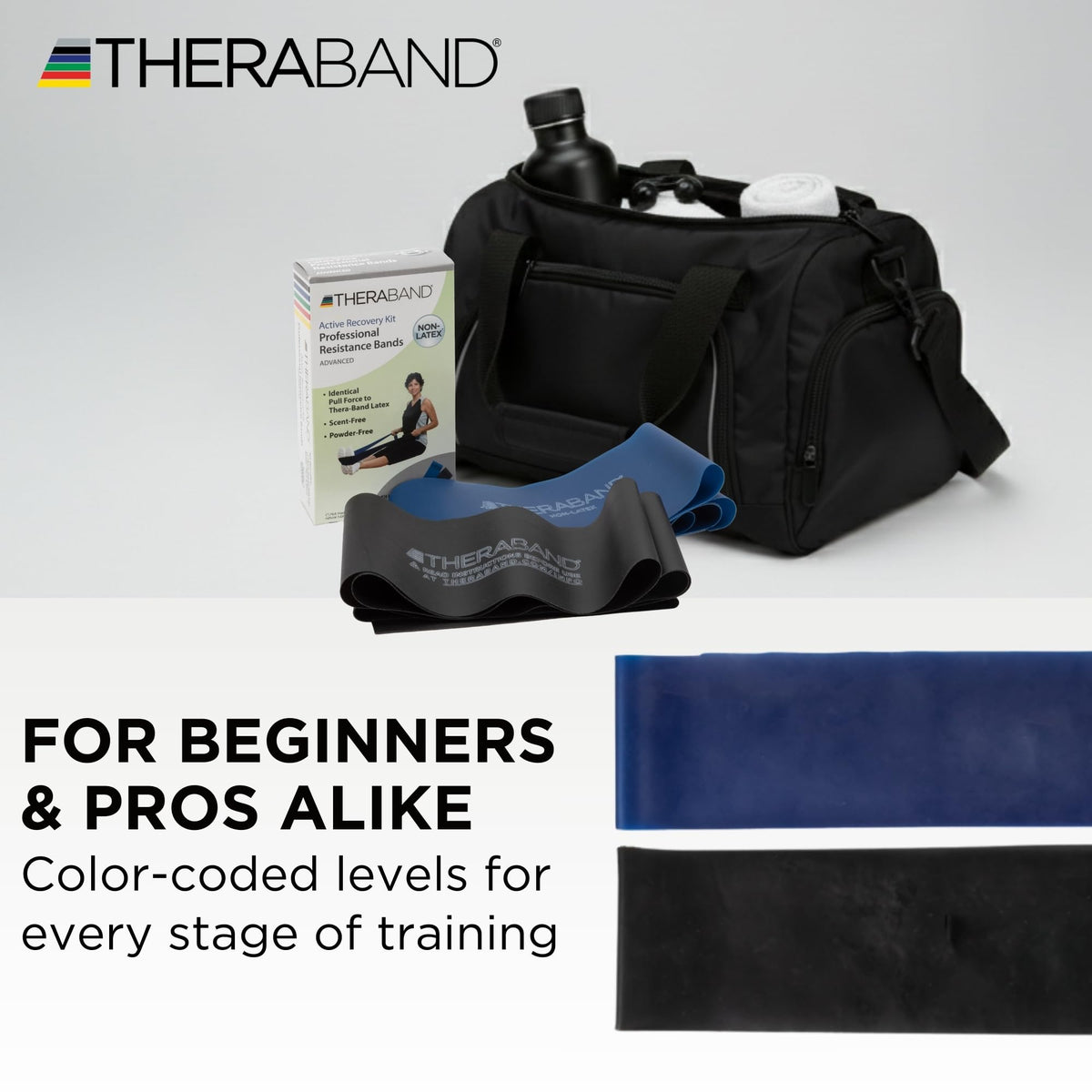 THERABAND Resistance Bands Set, Elastic Bands for Exercise & Physical Therapy, Strength Training for Upper & Lower Body Fitness