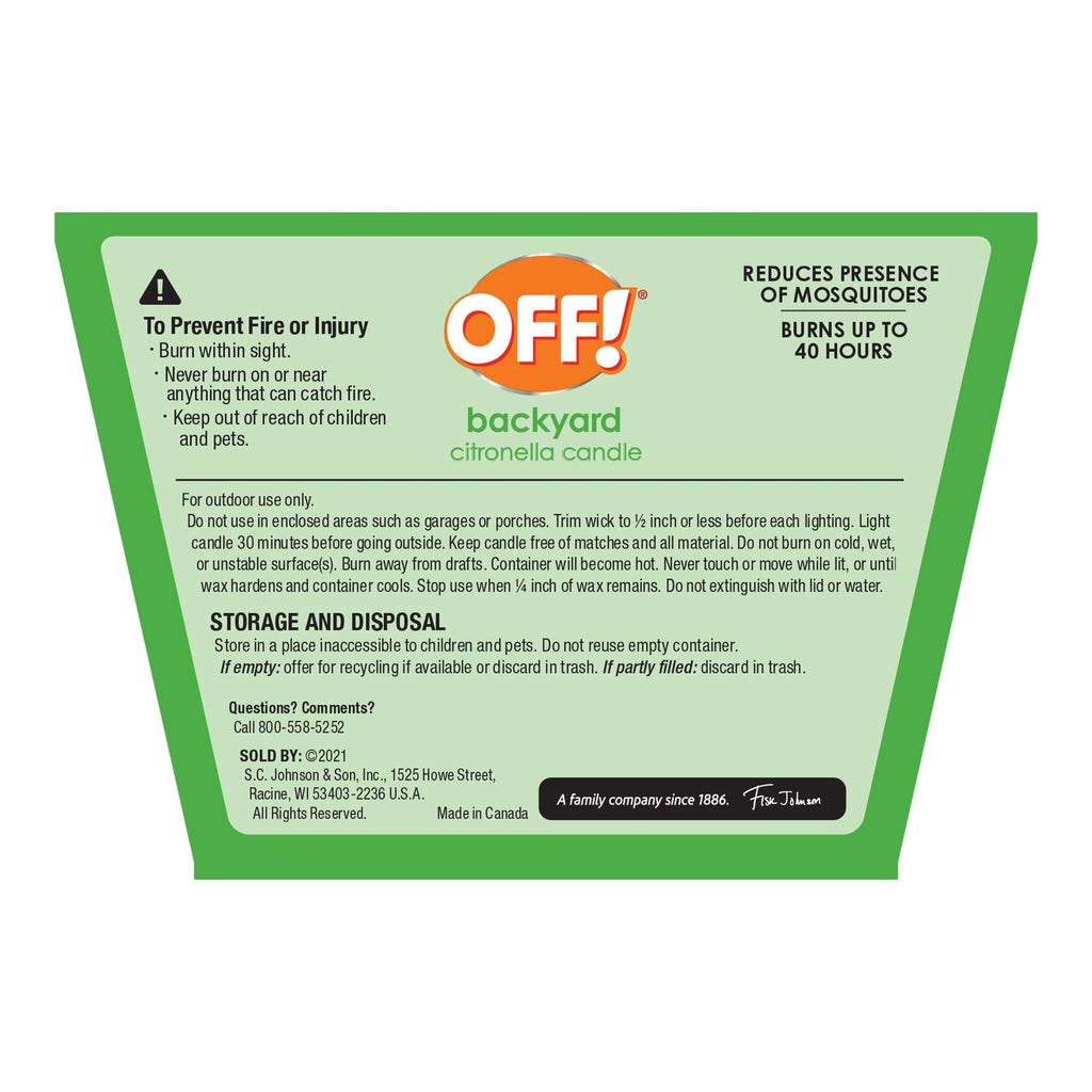 OFF! Backyard Citronella Outdoor Candle, 8 oz (2-Pack)