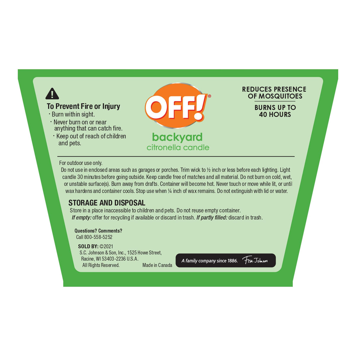 OFF! Backyard Citronella Outdoor Candle, 8 oz (2-Pack)