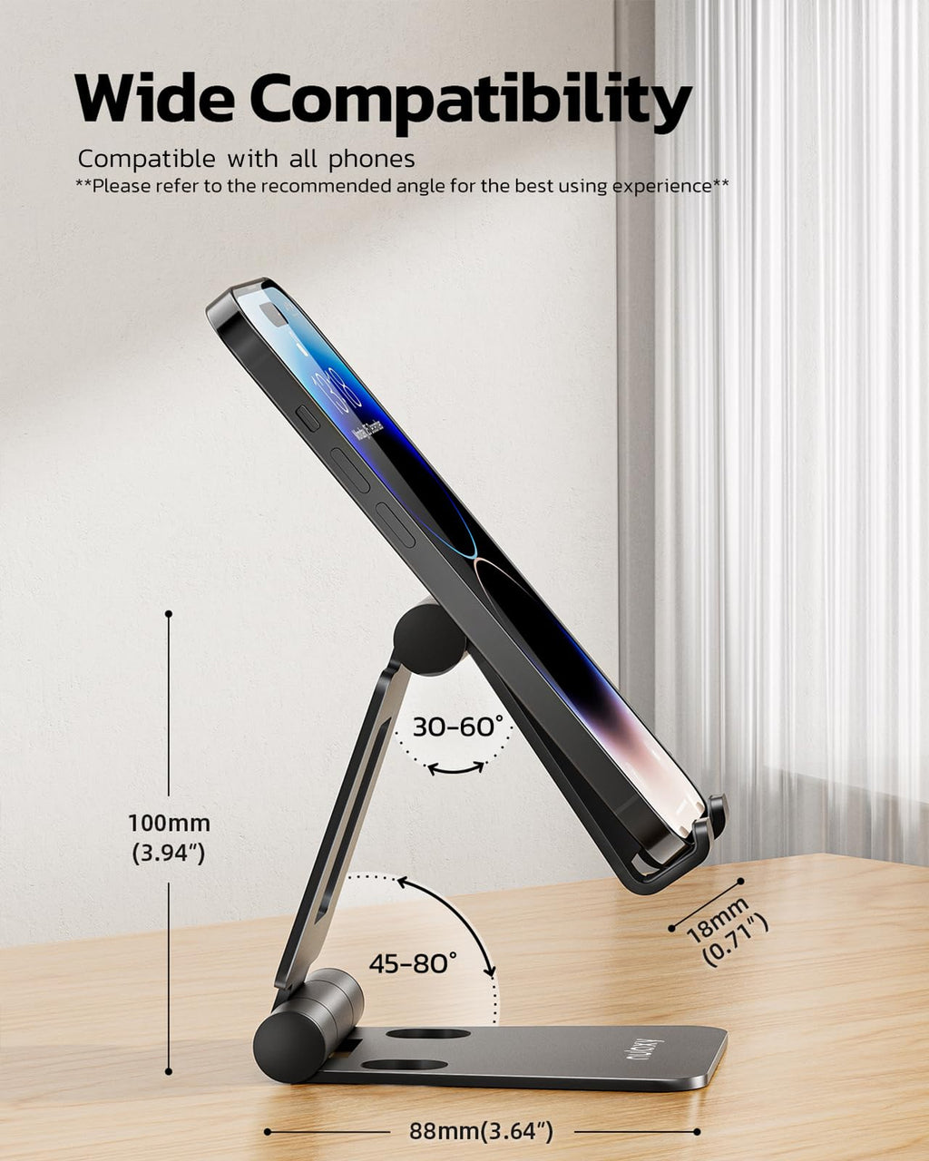 Nulaxy Full Aluminum Dual Folding Cell Phone Stand for Desk, Purple