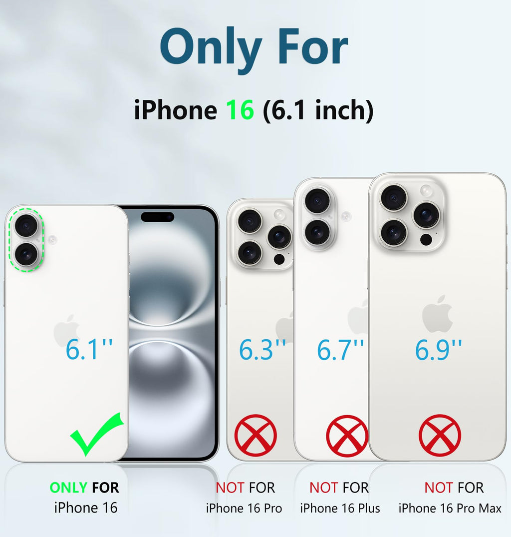 FNTCASE for iPhone 16 Case, with Belt Clip, with Built-in Screen Protector