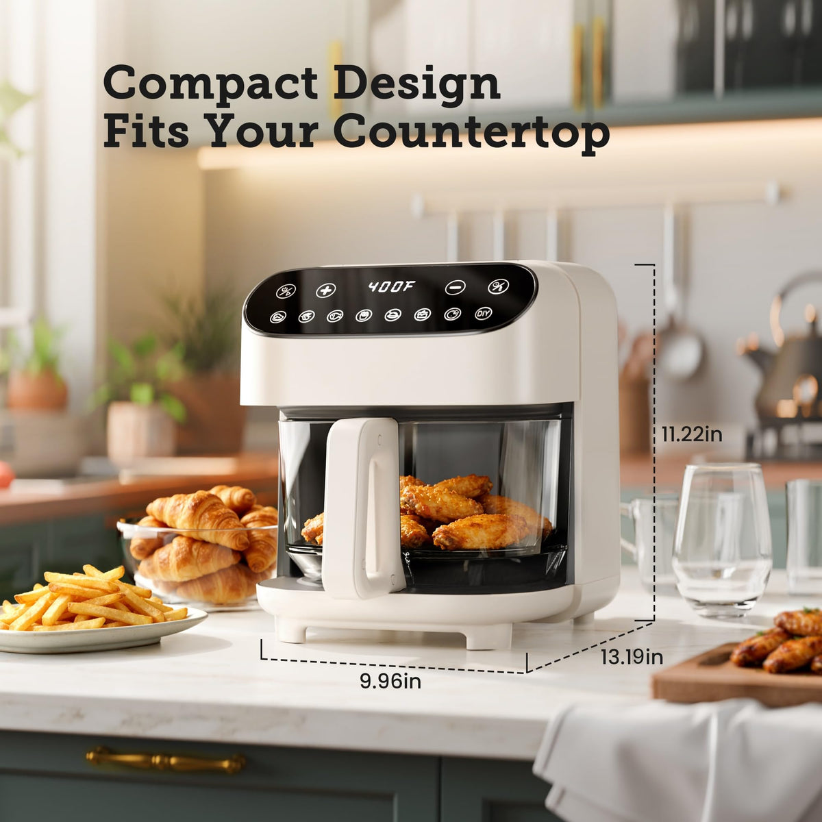 Kismile 5QT Glass Air Fryer, Non Toxic AirFryer with Digital Touch Control