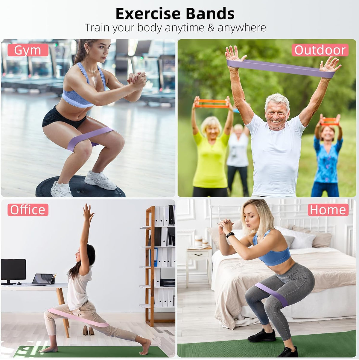 Resistance Bands for Working Out, 5-Pack Loop Exercise Bands for Home Gym