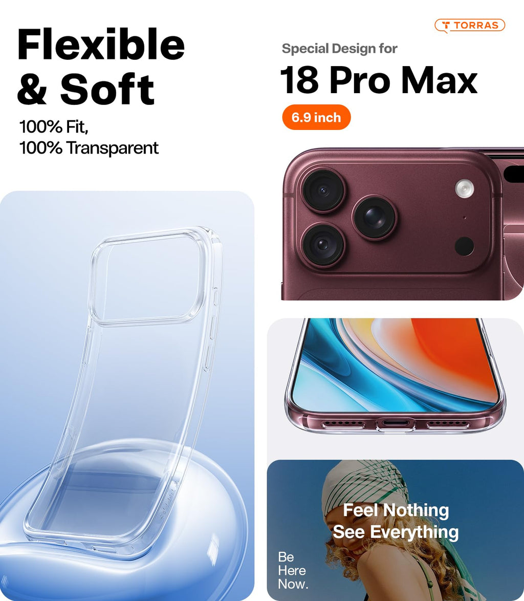 TORRAS for iPhone 14 Pro Max Case, Anti-Yellowing, Crystal Clear