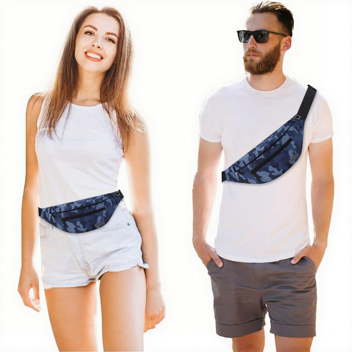 MAXTOP Large Fanny Pack for Women Men Crossbody Bag with 4-Zipper Pockets