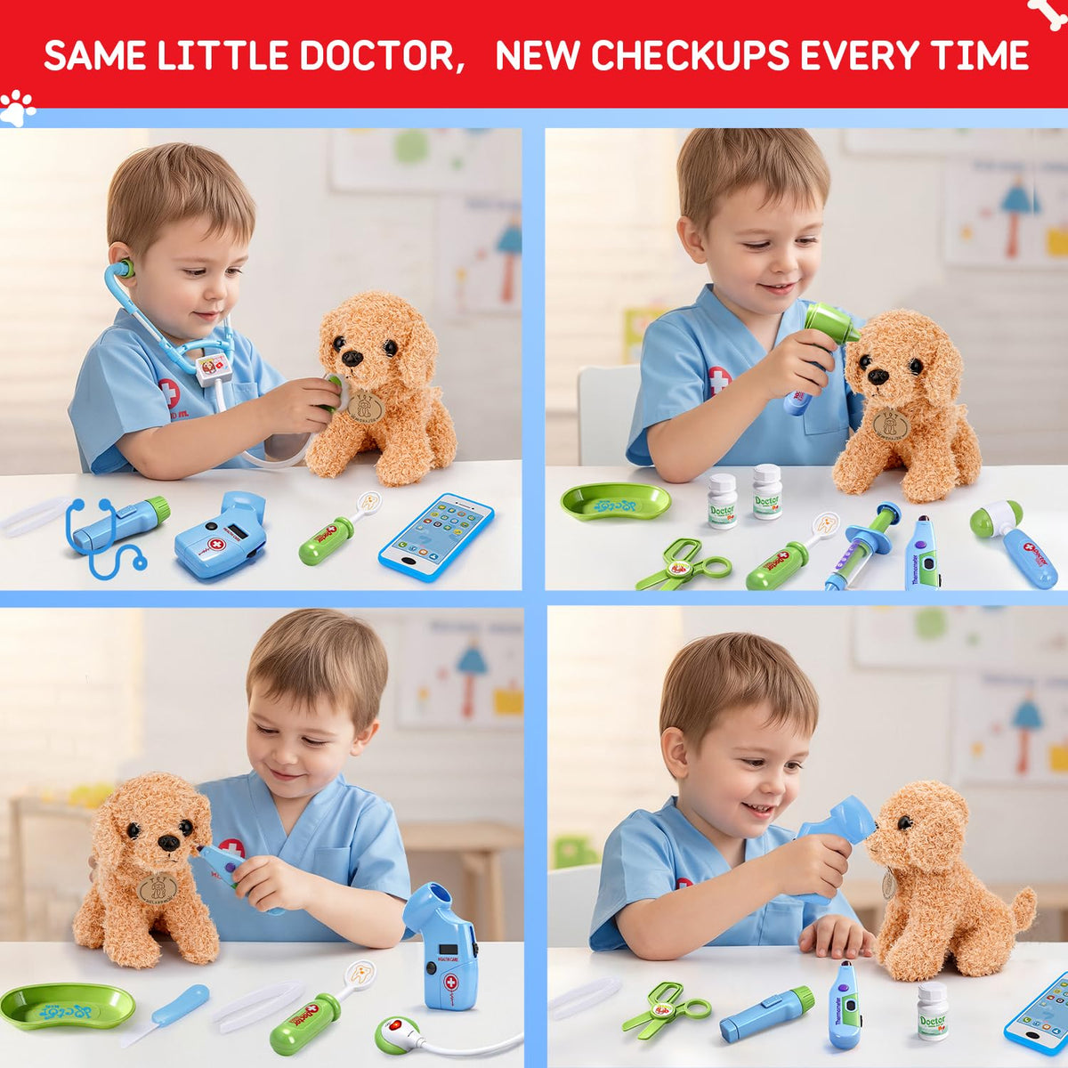 Meland Doctor Kit with Puppy for Girls, Pretend Play Toy Gift for Ages 3–6