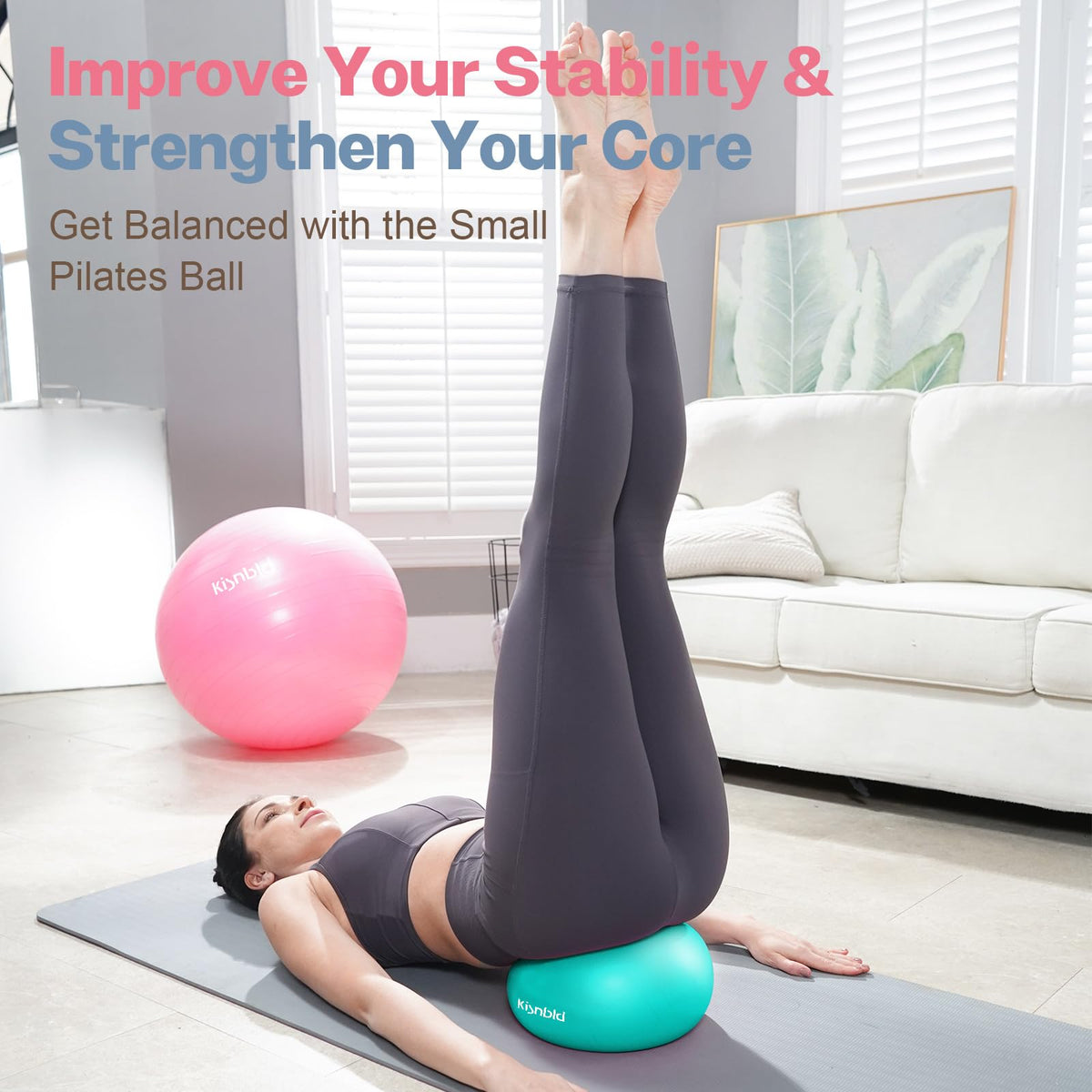 kisnbld 9 Inch Pilates Ball, Small Exercise Ball for Core &Physical Therapy