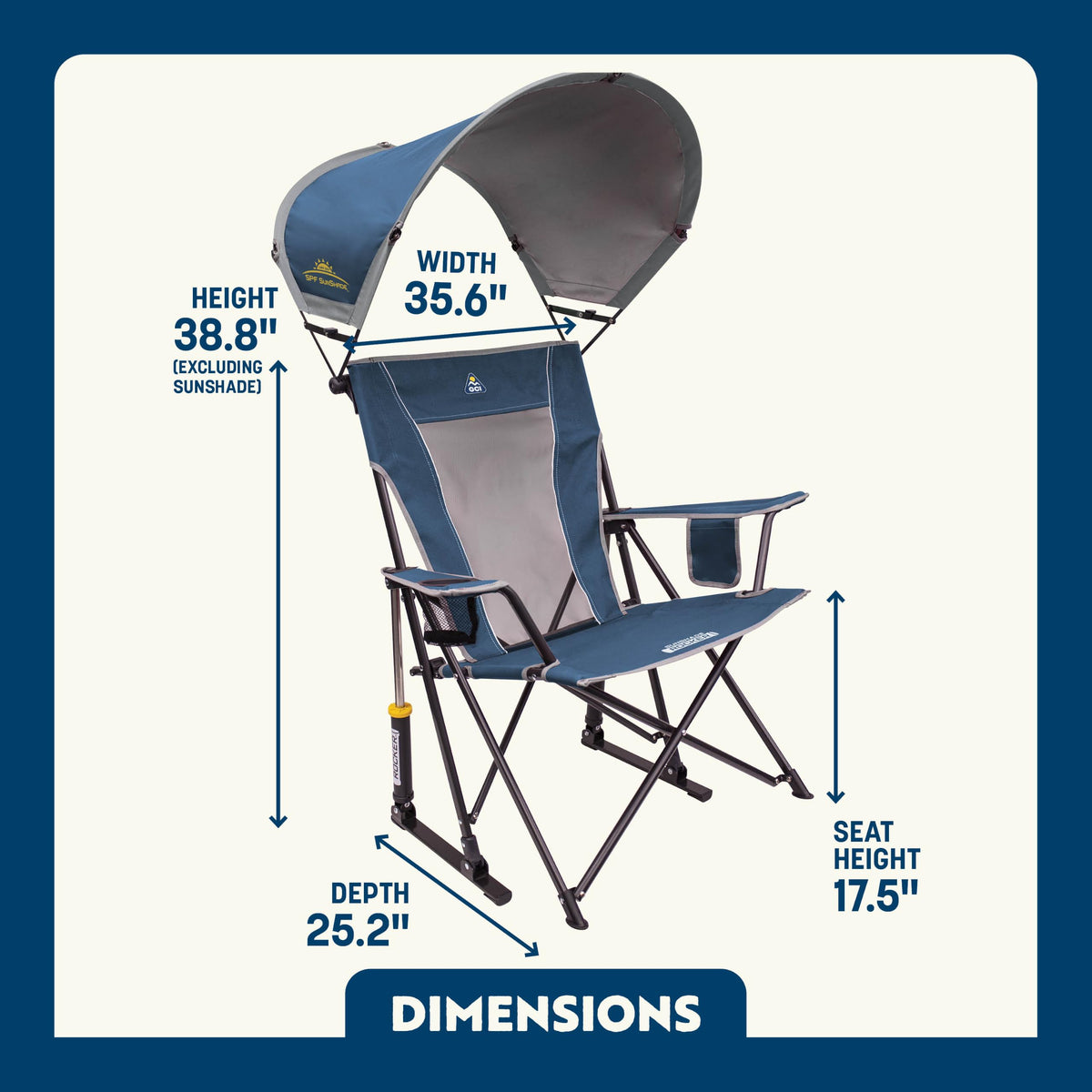 GCI Outdoor Comfort Pro Rocker Camping Chair - Indigo Blue
