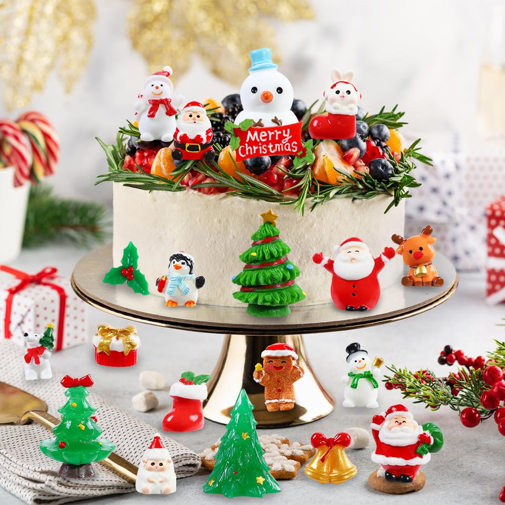 DIYDEC 40PCS Christmas Mini Ducks Figures Toys Miniature Resin Animal Decor