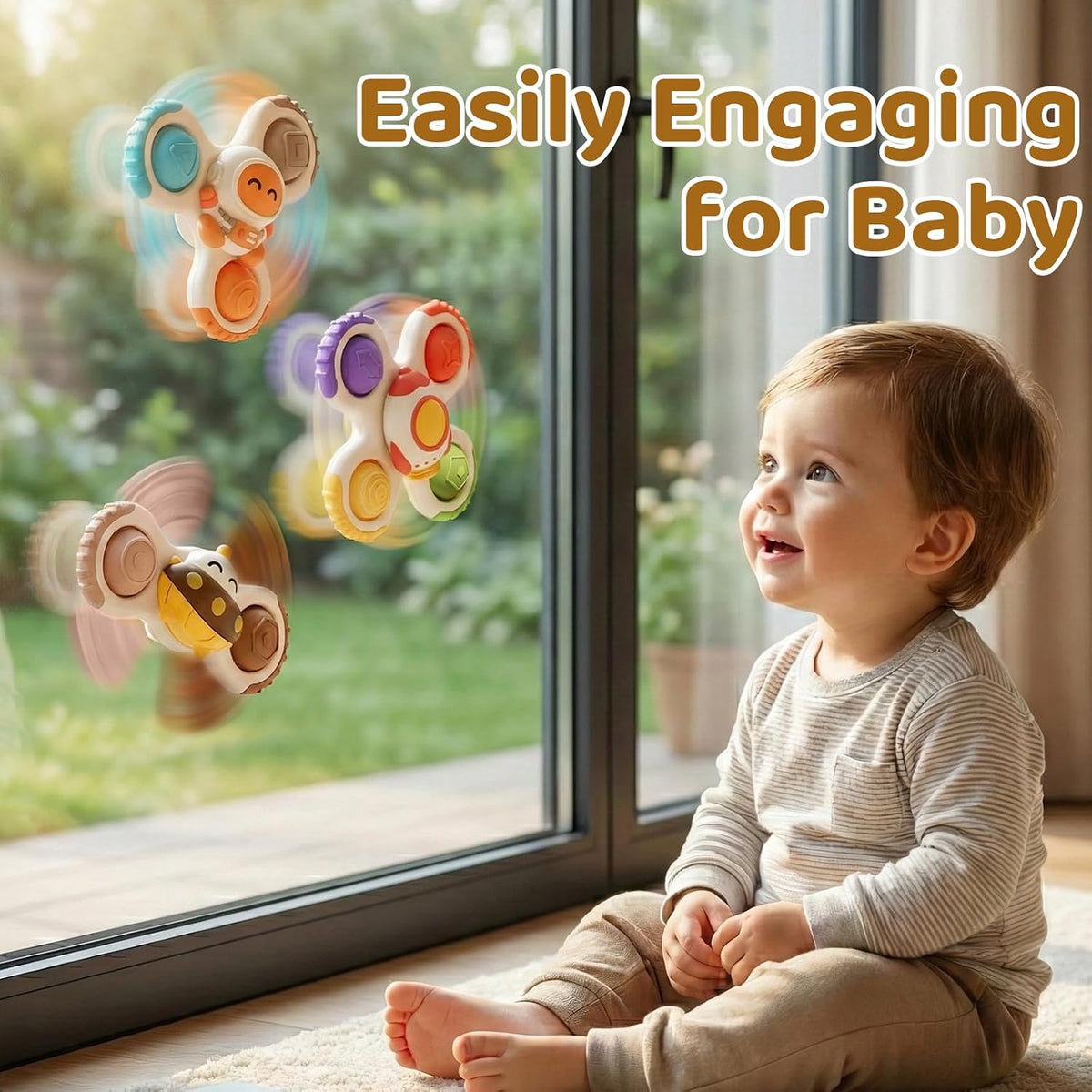 ALASOU Pop Suction Cup Spinner Airplane Travel Toys for 1 Year Old Boy Girl