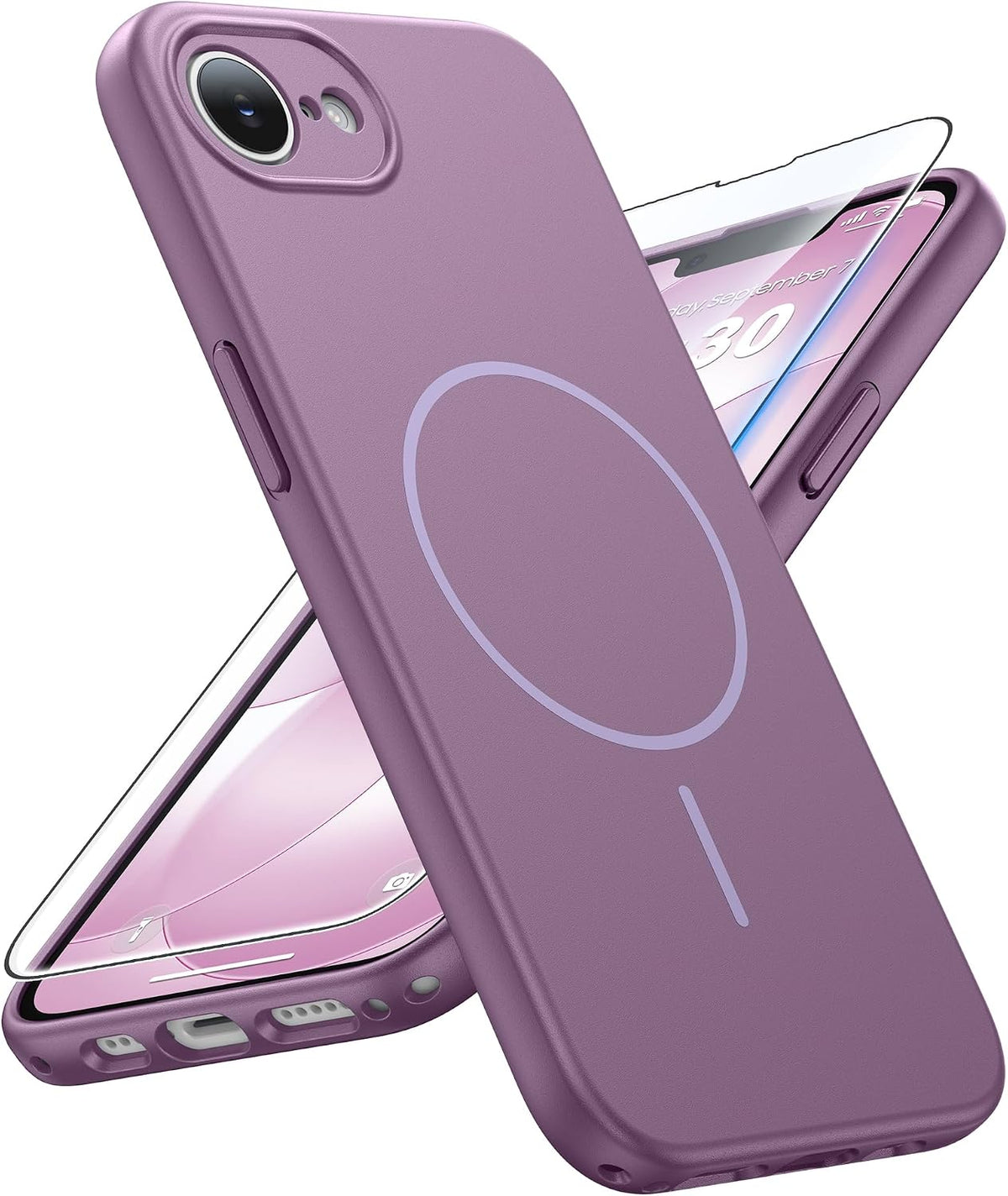 FNTCASE for iPhone 17E/16E Case Matte Lavender: Compatible with MagSafe