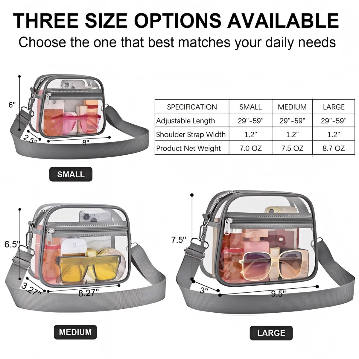 USPECLARE Clear Bag for Stadium Events Clear Sports Fan Handbags Purses