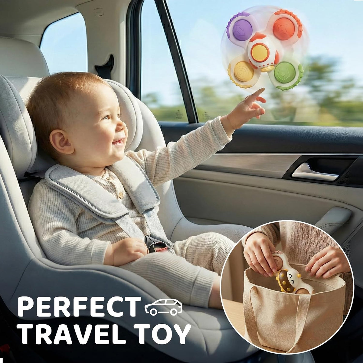 ALASOU Pop Suction Cup Spinner Airplane Travel Toys for 1 Year Old Boy Girl