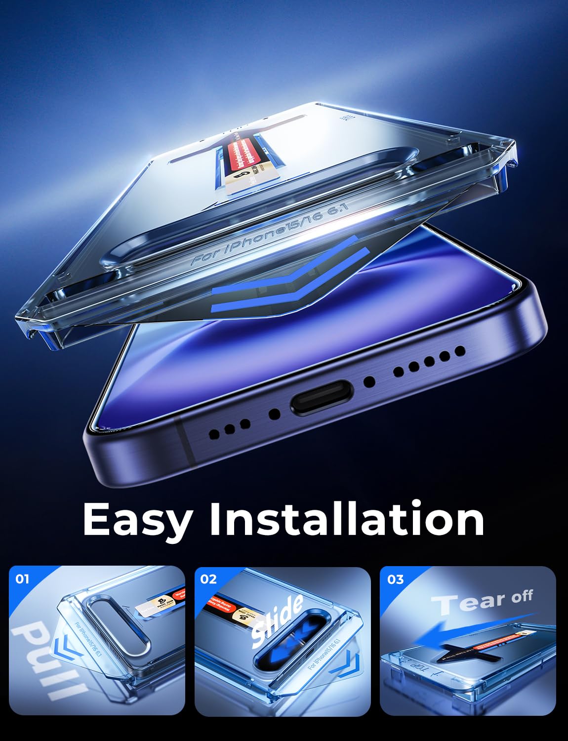 MAGIC JOHN 2 Pack for iPhone 16 Pro Max Tempered Glass Screen Protector