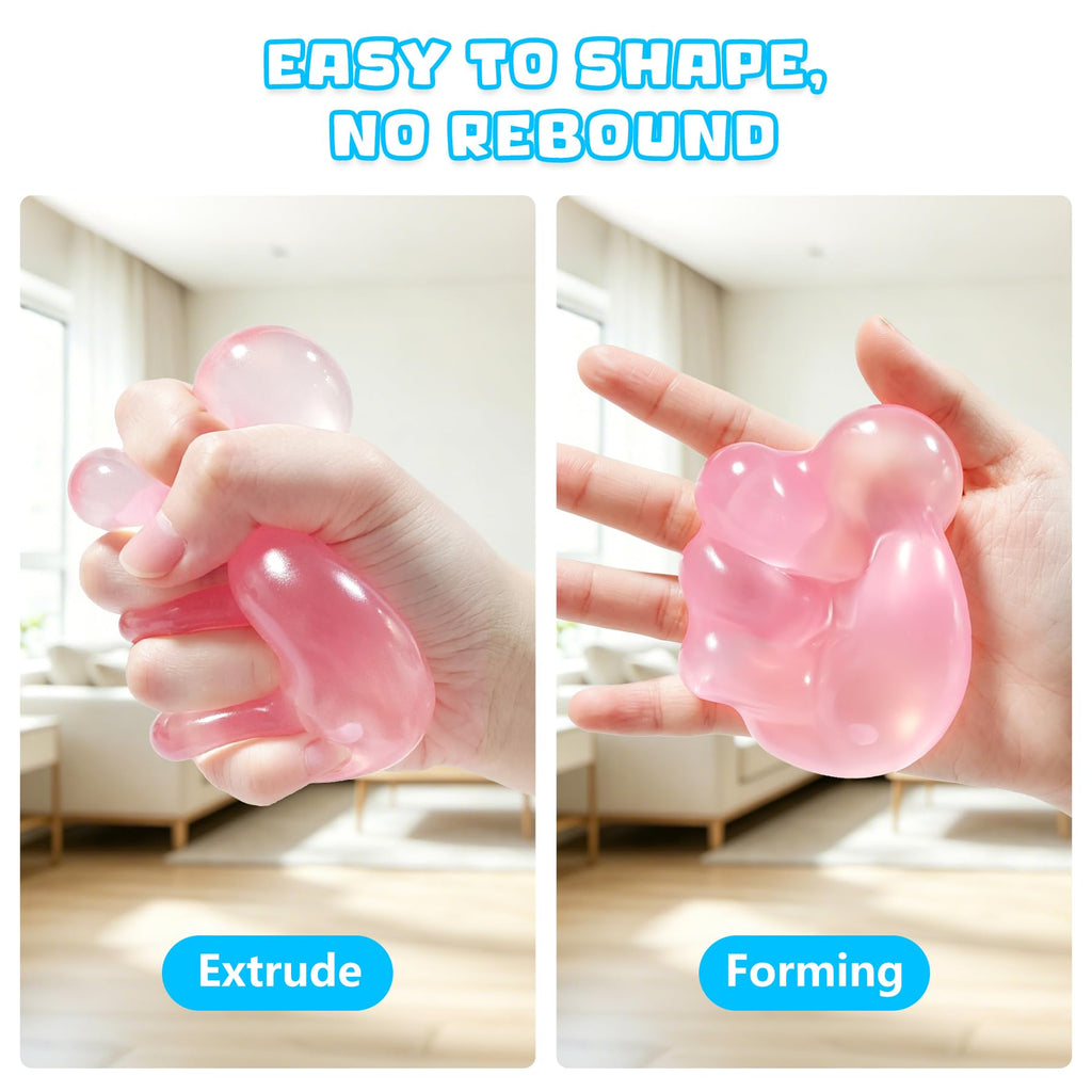 2 Pcs Coconut Oil Squishy, Shapeable No Rebound Stress Relief Ball, Fun Sensory Fidget Toy, Study Work Relaxation Desk Decor, Fun Anxiety Gift for Adults & Kids(Blue+Pink)