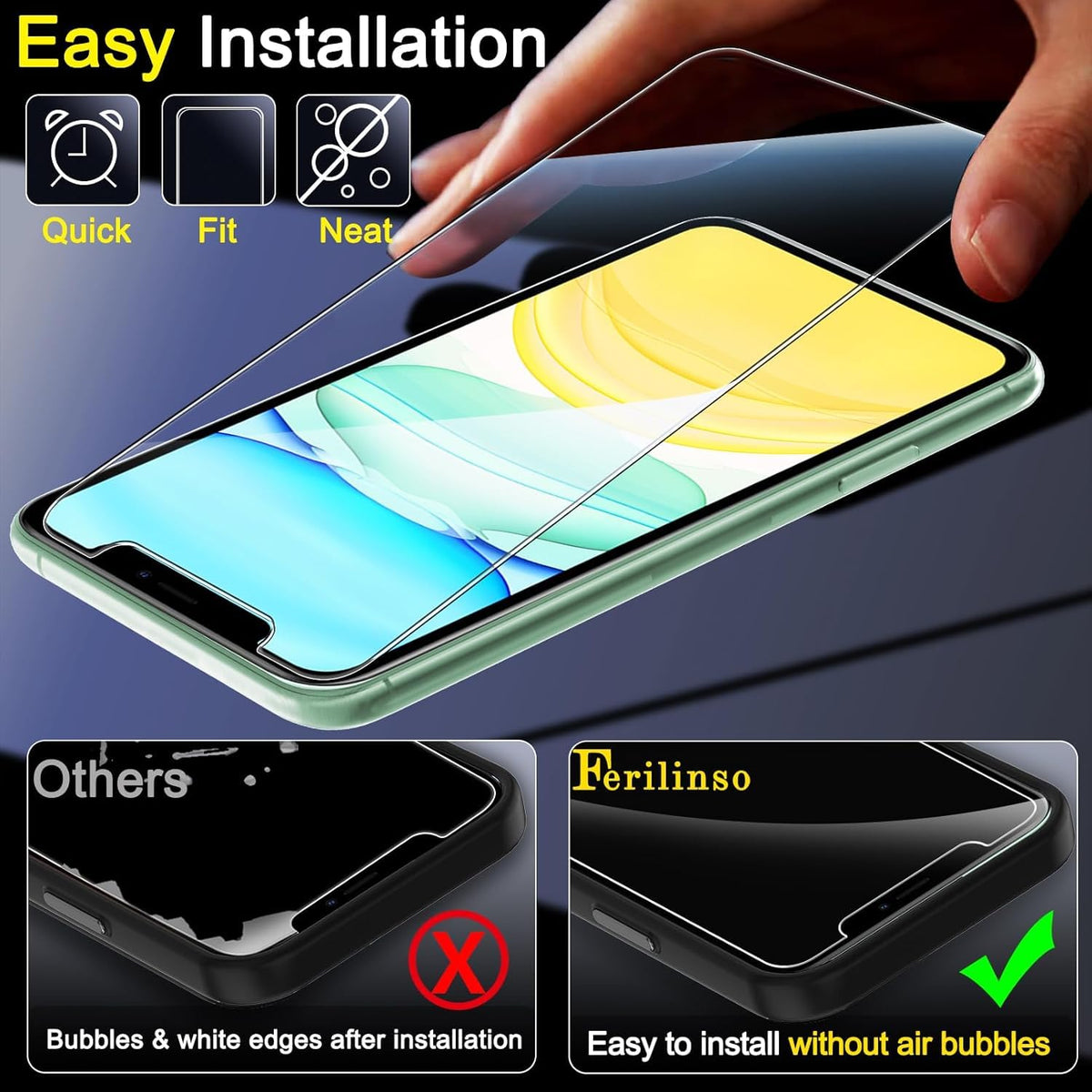 Ferilinso Privacy Screen Protector for iPhone 18 Pro, Tempered Glass