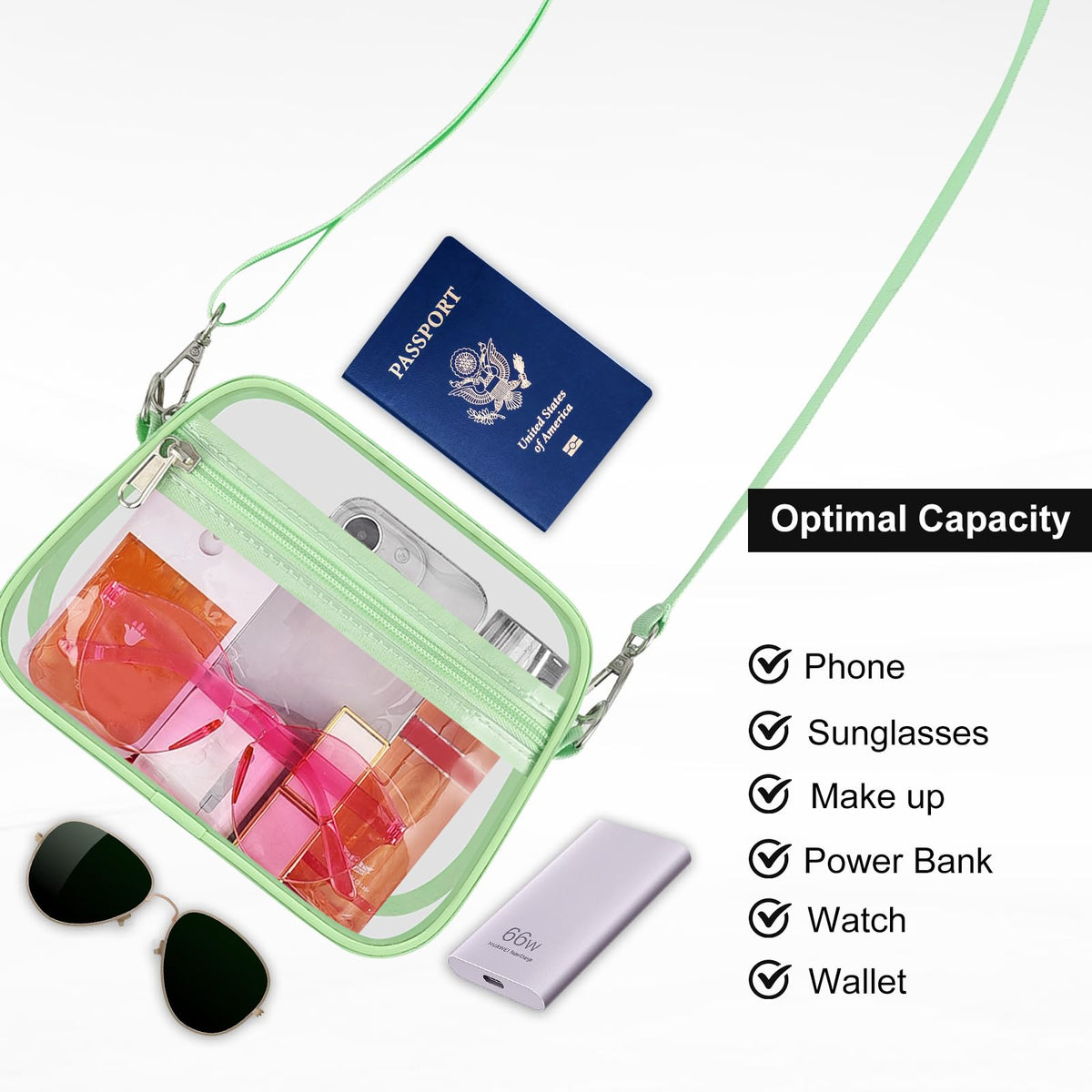 USPECLARE Clear Bag for Stadium Events Clear Sports Fan Handbags Purses
