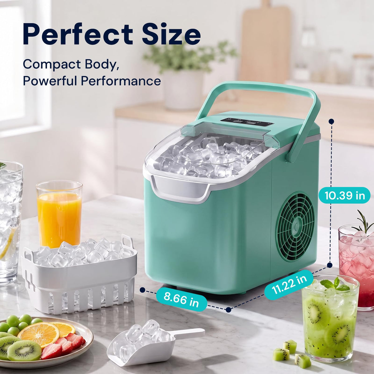 Kismile Countertop Ice Maker Machine, 26Lbs/Day Fastest 6‑Min Ice, Black