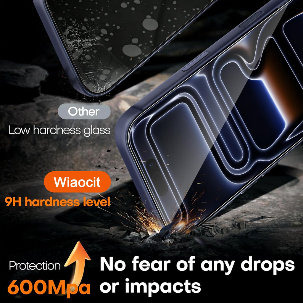 Wiaocit Privacy Screen Protector for iPhone 18 Pro, Tempered Glass
