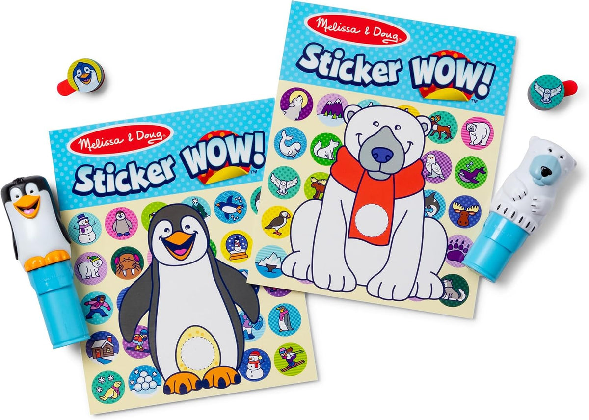 Melissa & Doug Sticker Wow!® Winter (Polar Bear and Penguin) Value Pack Arts and Crafts Collectibles - 2 Activity Pads, 2 Sticker Stampers, 2 Bonus Stacks - FSC Certified