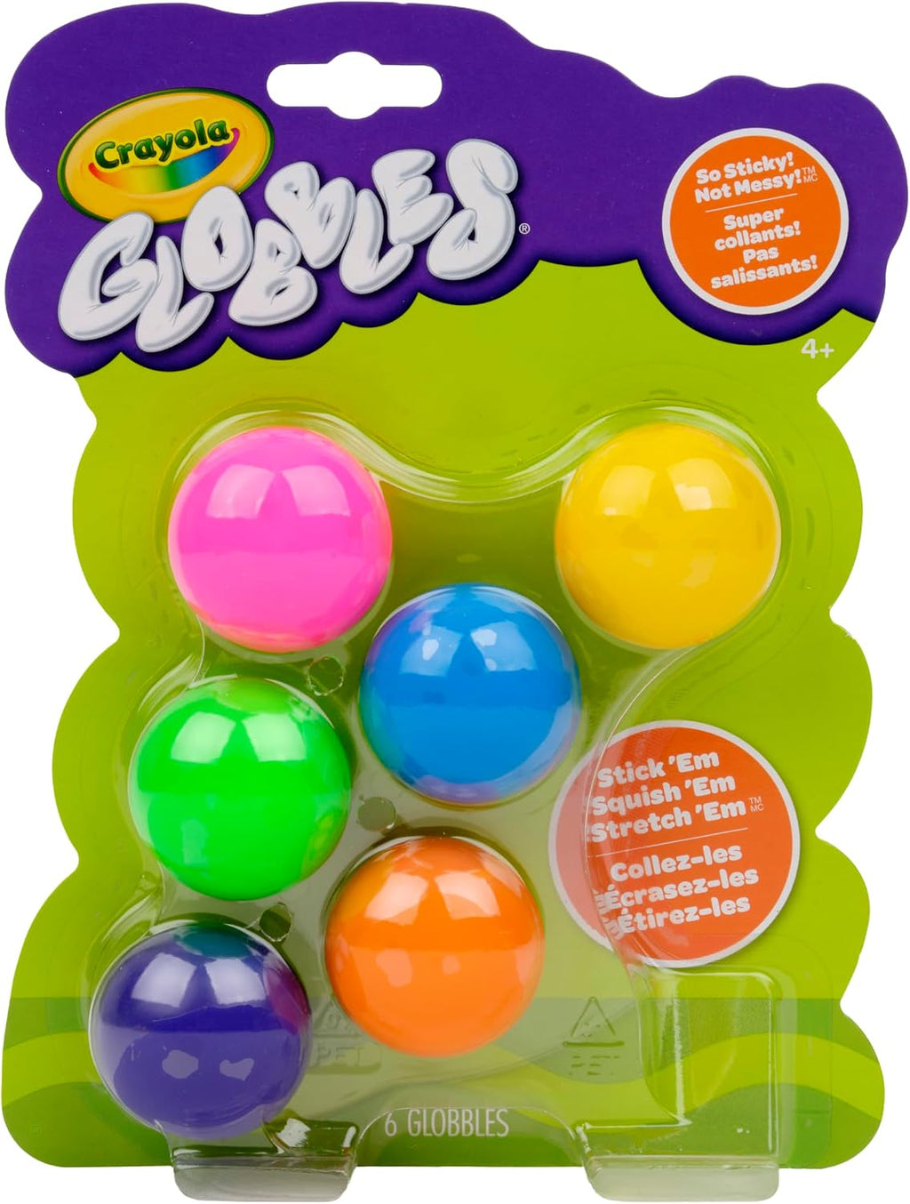 Crayola Globbles Fidget Toy (6ct), Sticky Stress Ball for Adults & Kids, Squishy Balls, Calming Sensory Gifts for Stress Relief