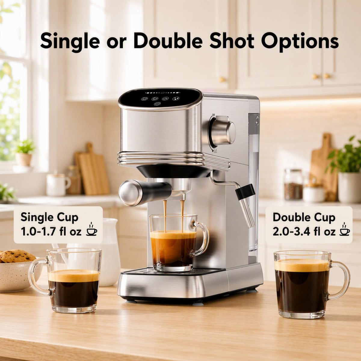 Kismile 20 Bar Stainless Steel Espresso Machine with Steam Milk Frother