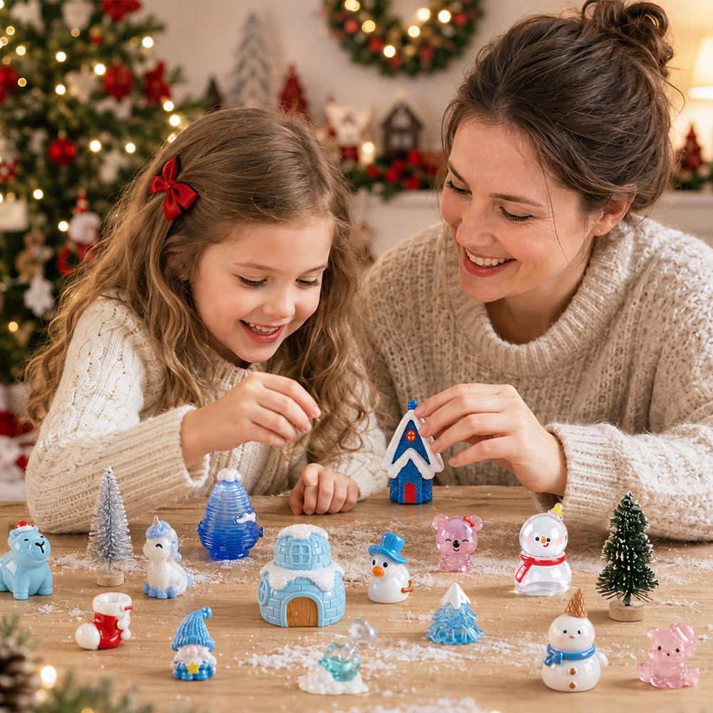 DIYDEC 40PCS Christmas Mini Ducks Figures Toys Miniature Resin Animal Decor