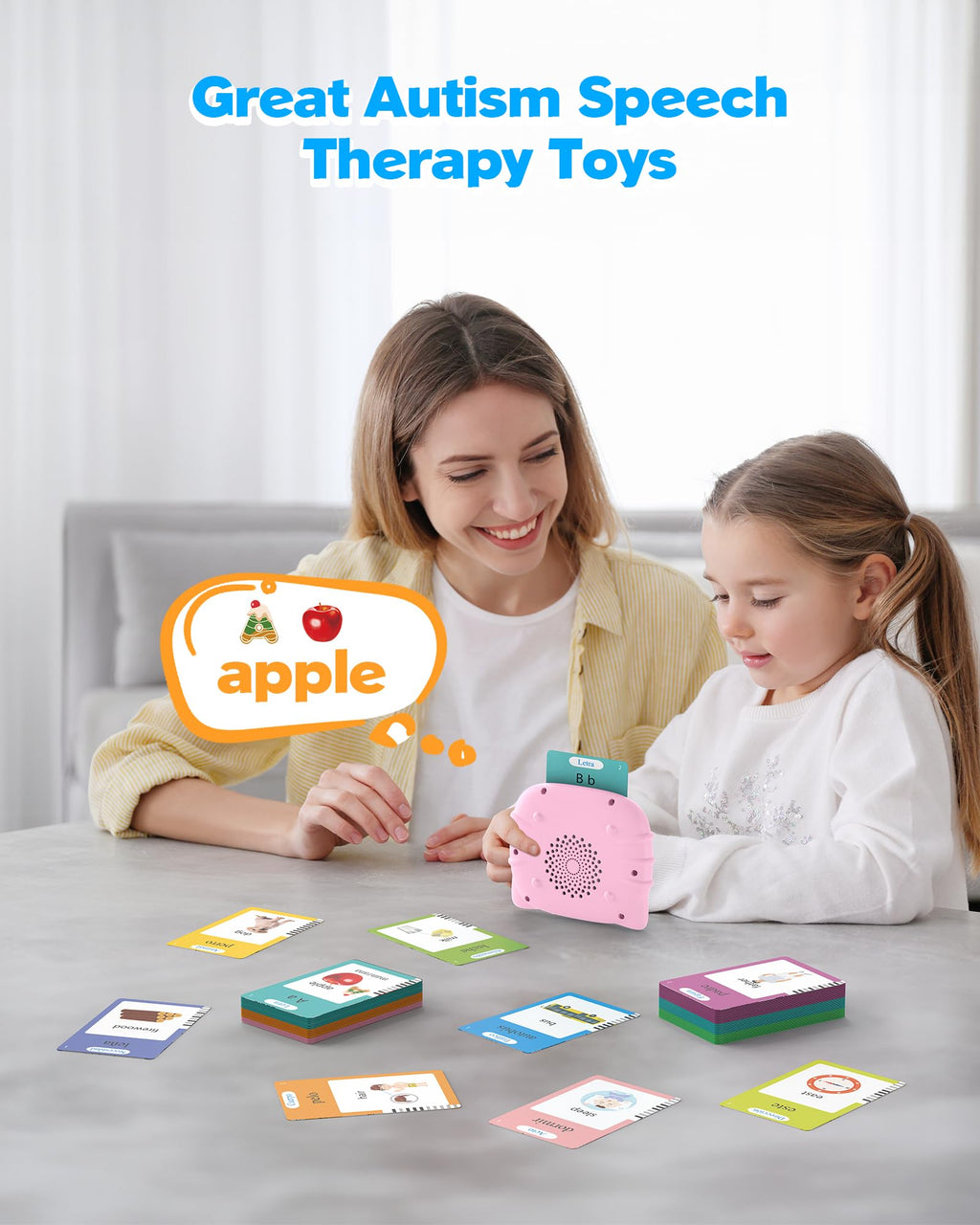 Airbition Talking Flash Cards for Toddlers Ages 1‑4,224 Words English Blue